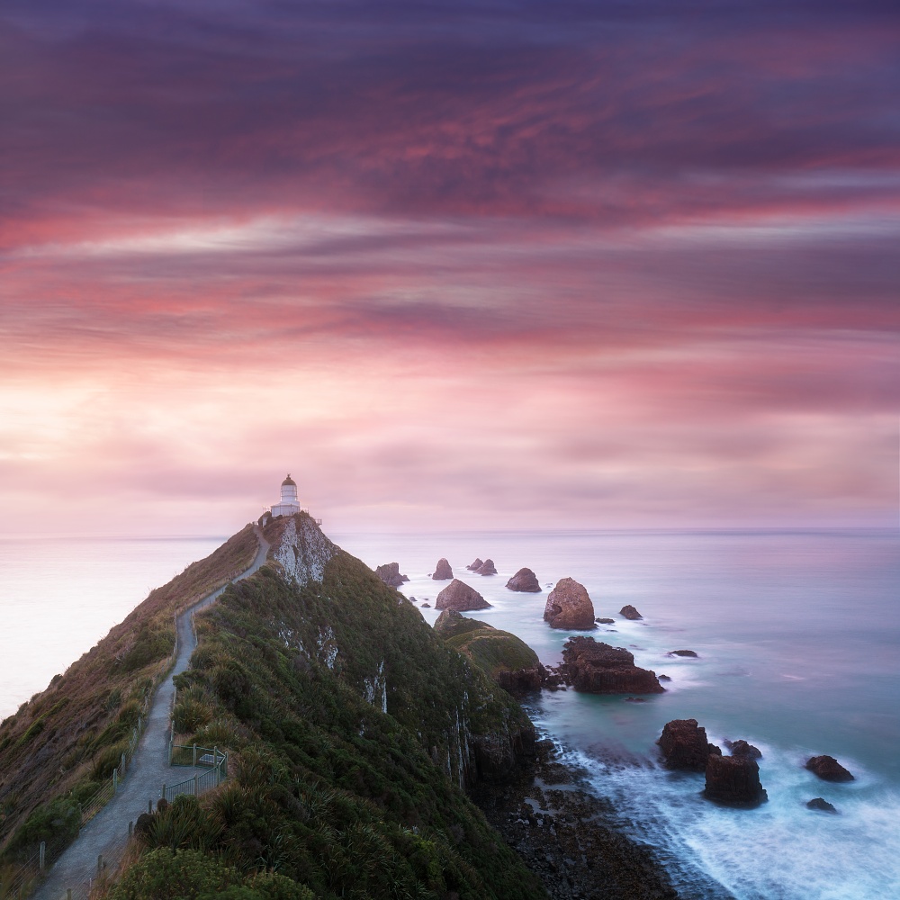 Nugget point lighthouse, Nový Zéland