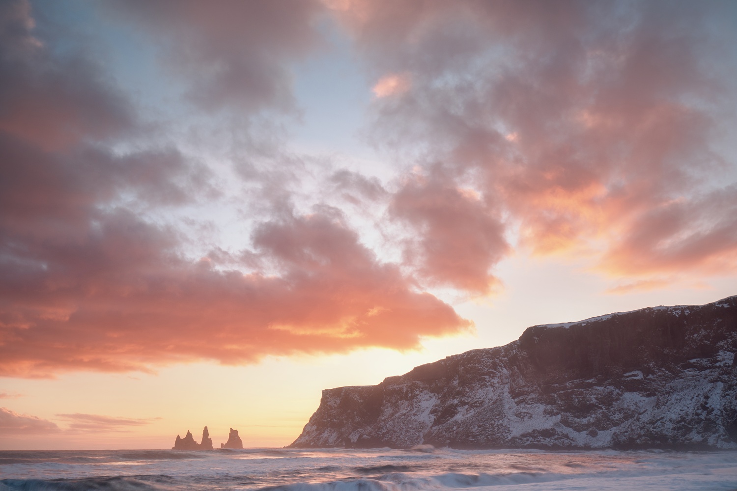 Západ slunce, Vík í Mýrdal, Island