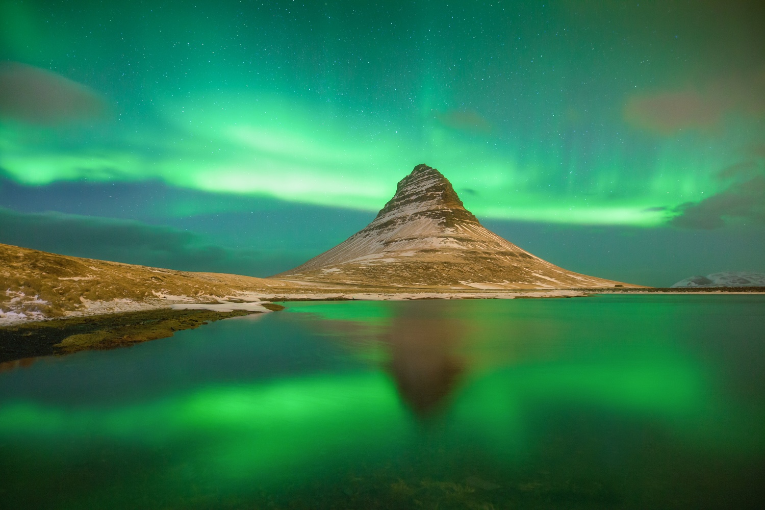 Zrcadlení Kirkjufell, Island